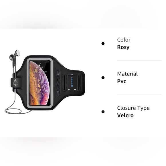 LOVPHONE Sports Armband for IPhones. Holds Key, Earbuds & Card. Rosy/Black. NEW! - Picture 2 of 15